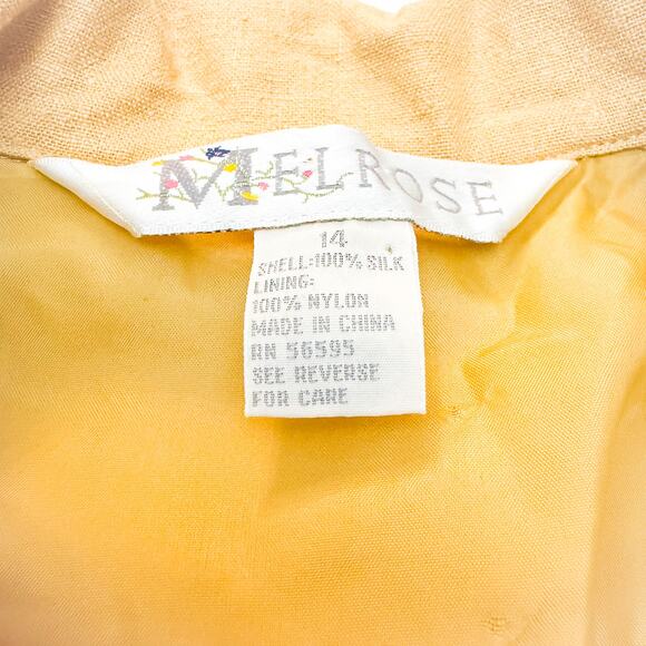Melrose 100% Silk Contrast Golden Stich 2-Button Blazer Size 14 - Picture 2 of 3